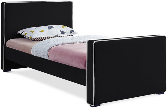 Meridian Furniture - Dillard Black Velvet Twin Bed - DillardBlack-T veiw 1
