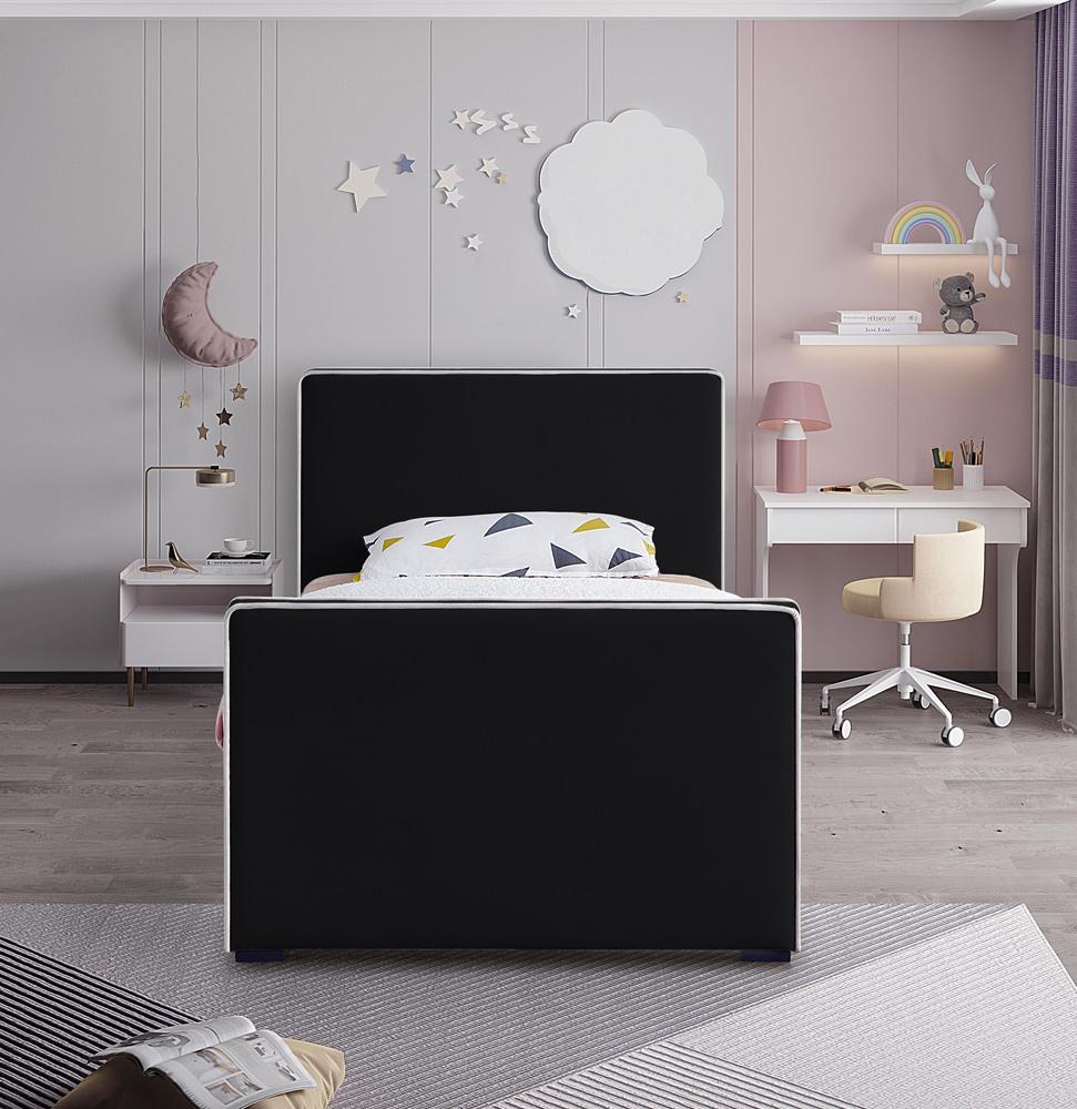 Meridian Furniture - Dillard Black Velvet Twin Bed - DillardBlack-T veiw 4