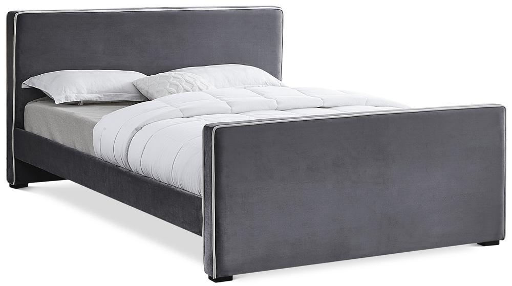 Meridian Furniture - Dillard Grey Velvet Full Bed - DillardGrey-F veiw 1