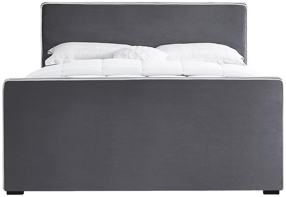 Meridian Furniture - Dillard Grey Velvet Full Bed - DillardGrey-F veiw 3