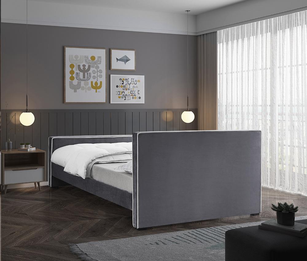 Meridian Furniture - Dillard Grey Velvet Full Bed - DillardGrey-F veiw 6