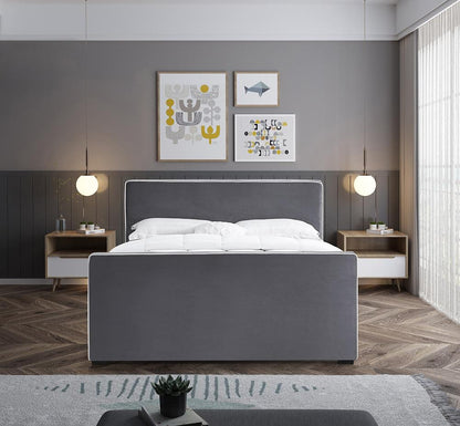 Meridian Furniture - Dillard Grey Velvet King Bed - DillardGrey-K veiw 4