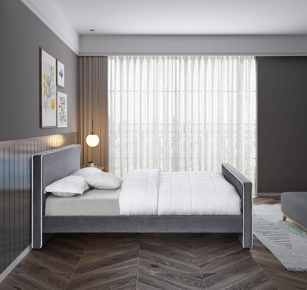 Meridian Furniture - Dillard Grey Velvet King Bed - DillardGrey-K veiw 5
