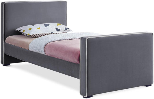 Meridian Furniture - Dillard Grey Velvet Twin Bed - DillardGrey-T veiw 1