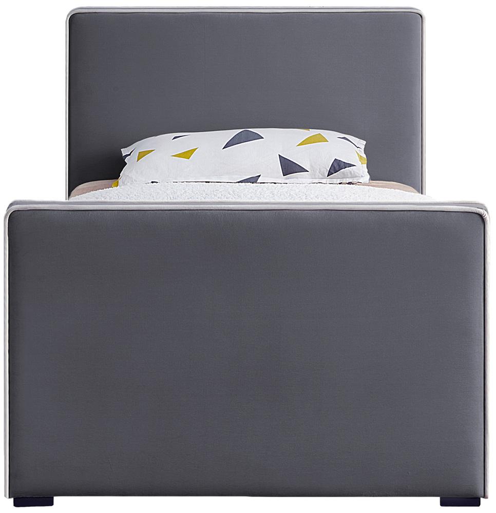 Meridian Furniture - Dillard Grey Velvet Twin Bed - DillardGrey-T veiw 3