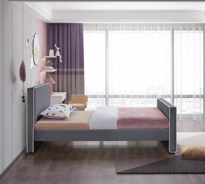 Meridian Furniture - Dillard Grey Velvet Twin Bed - DillardGrey-T veiw 5