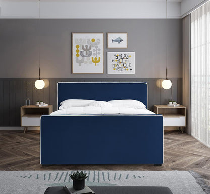 Meridian Furniture - Dillard Navy Velvet Full Bed - DillardNavy-F veiw 4