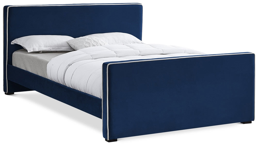 Meridian Furniture - Dillard Navy Velvet King Bed - DillardNavy-K veiw 1