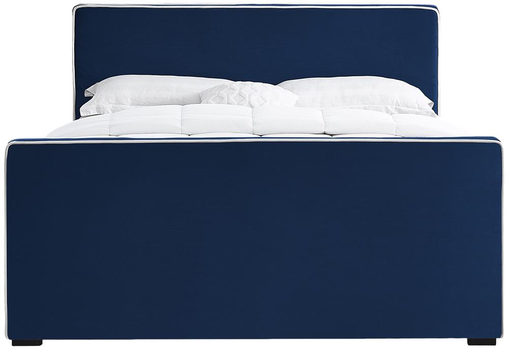 Meridian Furniture - Dillard Navy Velvet Queen Bed - DillardNavy-Q veiw 3