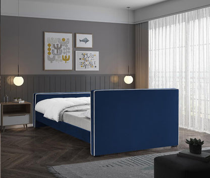 Meridian Furniture - Dillard Navy Velvet Queen Bed - DillardNavy-Q veiw 6