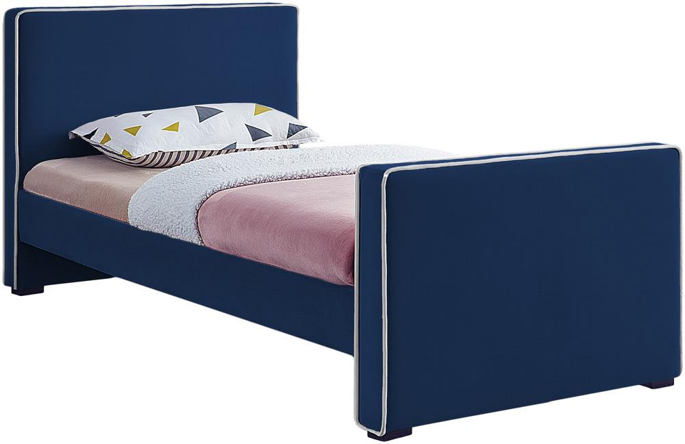 Meridian Furniture - Dillard Navy Velvet Twin Bed - DillardNavy-T veiw 1