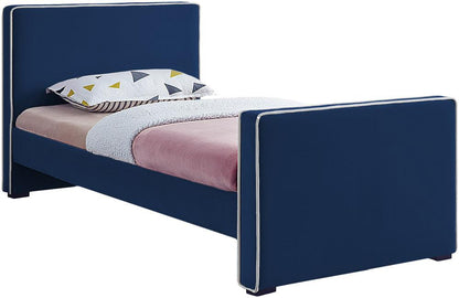 Meridian Furniture - Dillard Navy Velvet Twin Bed - DillardNavy-T veiw 1