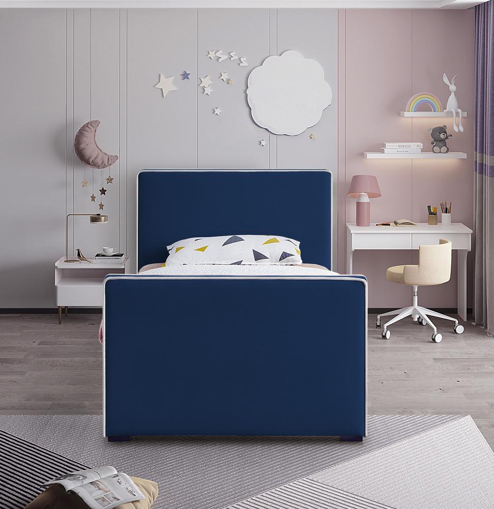 Meridian Furniture - Dillard Navy Velvet Twin Bed - DillardNavy-T veiw 4