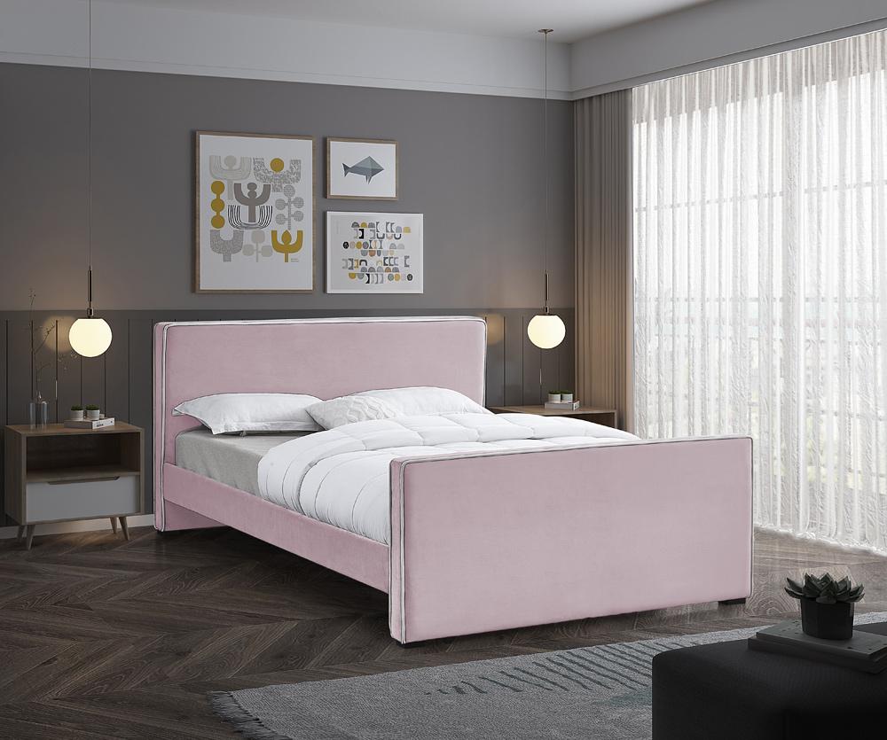 Meridian Furniture - Dillard Pink Velvet Full Bed - DillardPink-F veiw 2
