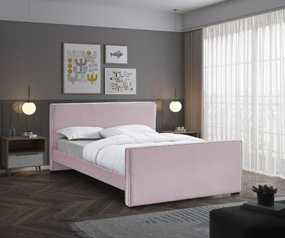 Meridian Furniture - Dillard Pink Velvet Full Bed - DillardPink-F veiw 2