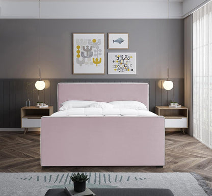 Meridian Furniture - Dillard Pink Velvet Full Bed - DillardPink-F veiw 4