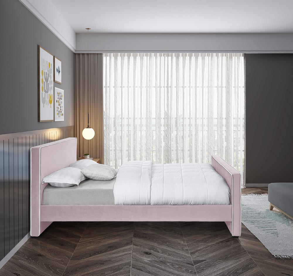 Meridian Furniture - Dillard Pink Velvet Full Bed - DillardPink-F veiw 5