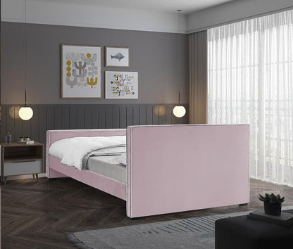 Meridian Furniture - Dillard Pink Velvet Full Bed - DillardPink-F veiw 6