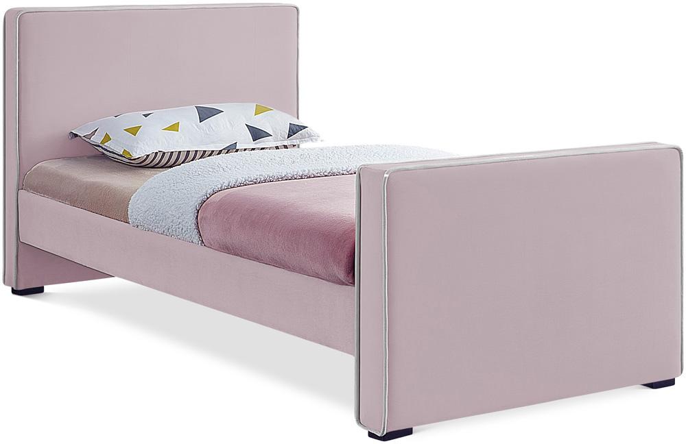 Meridian Furniture - Dillard Pink Velvet Twin Bed - DillardPink-T veiw 1