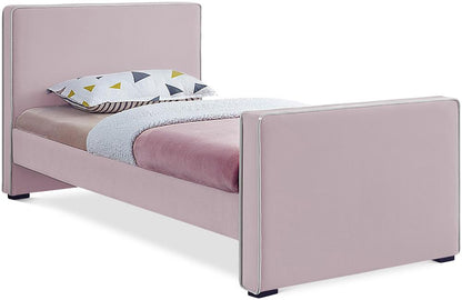 Meridian Furniture - Dillard Pink Velvet Twin Bed - DillardPink-T veiw 1