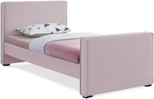 Meridian Furniture - Dillard Pink Velvet Twin Bed - DillardPink-T veiw 1