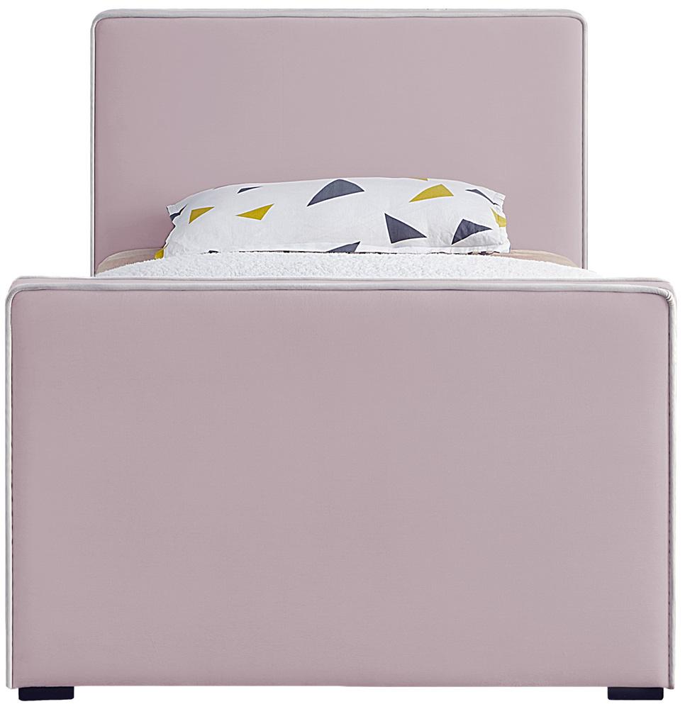 Meridian Furniture - Dillard Pink Velvet Twin Bed - DillardPink-T veiw 3