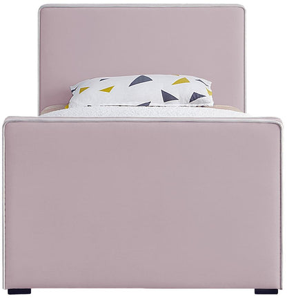 Meridian Furniture - Dillard Pink Velvet Twin Bed - DillardPink-T veiw 3