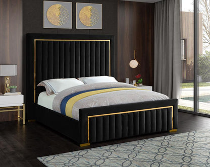 Meridian Furniture - Dolce Black Velvet King Bed - DolceBlack-K veiw 2
