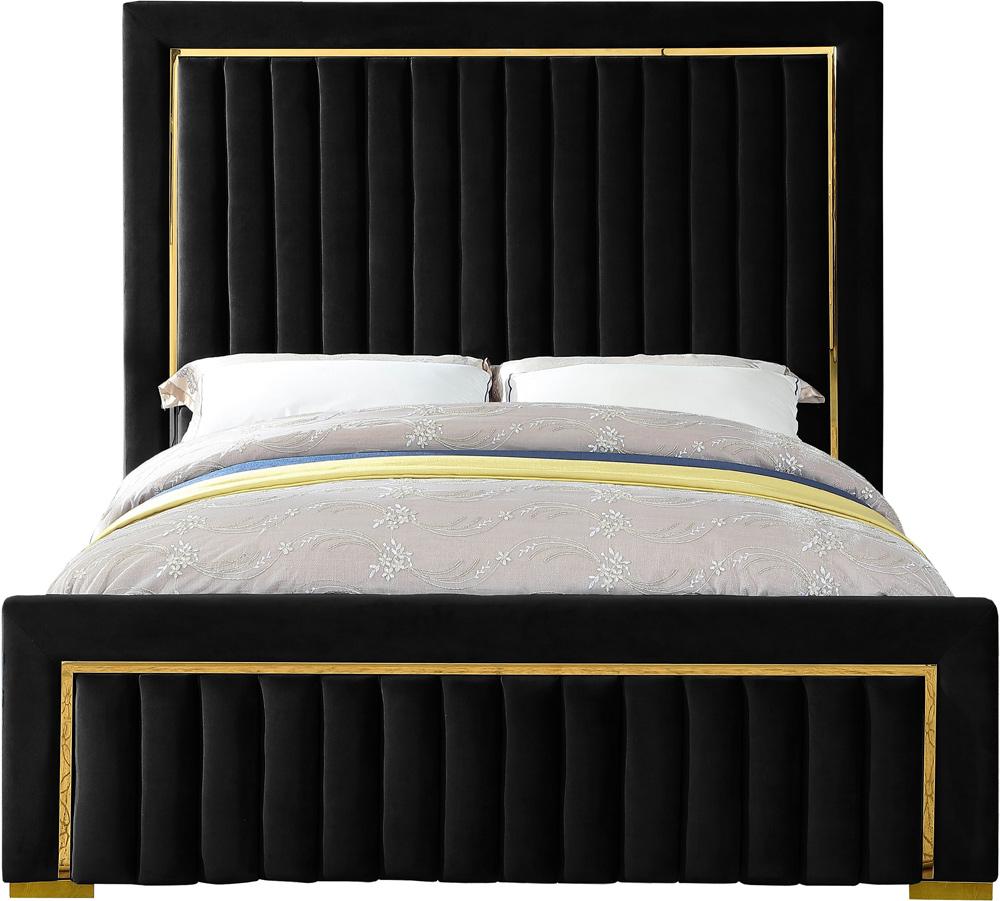 Meridian Furniture - Dolce Black Velvet King Bed - DolceBlack-K veiw 3