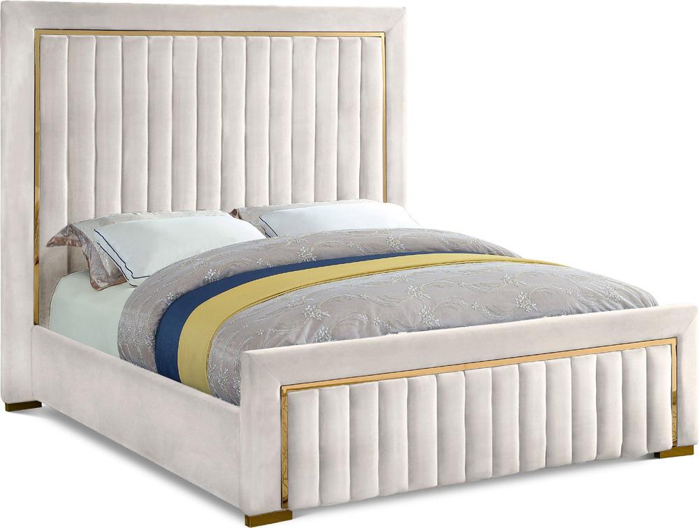 Meridian Furniture - Dolce Cream Velvet King Bed - DolceCream-K veiw 1