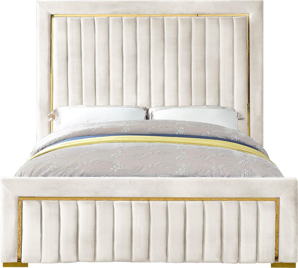 Meridian Furniture - Dolce Cream Velvet King Bed - DolceCream-K veiw 3