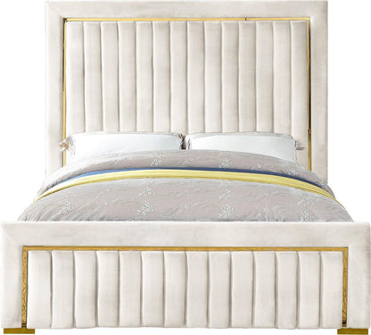 Meridian Furniture - Dolce Cream Velvet King Bed - DolceCream-K veiw 3