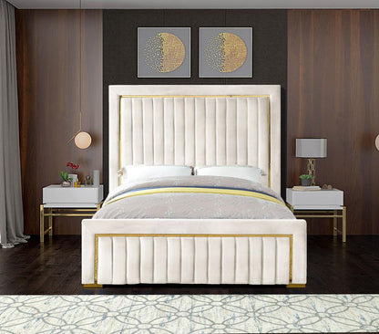 Meridian Furniture - Dolce Cream Velvet King Bed - DolceCream-K veiw 4