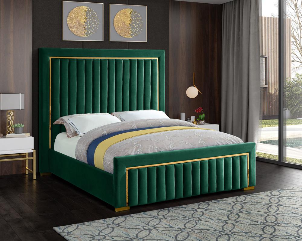 Meridian Furniture - Dolce Green Velvet King Bed - DolceGreen-K veiw 2