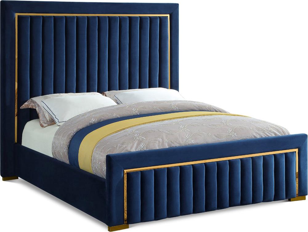Meridian Furniture - Dolce Navy Velvet King Bed - DolceNavy-K veiw 1
