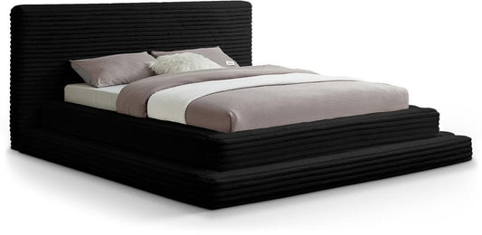 Meridian Furniture - Drew Black Corduroy Fabric Queen Bed - DrewBlack-Q veiw 1