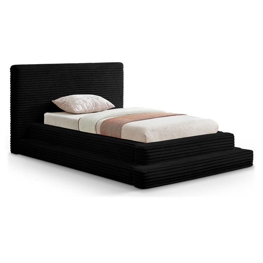 Meridian Furniture - Drew Black Corduroy Fabric Twin Bed - DrewBlack-T veiw 1