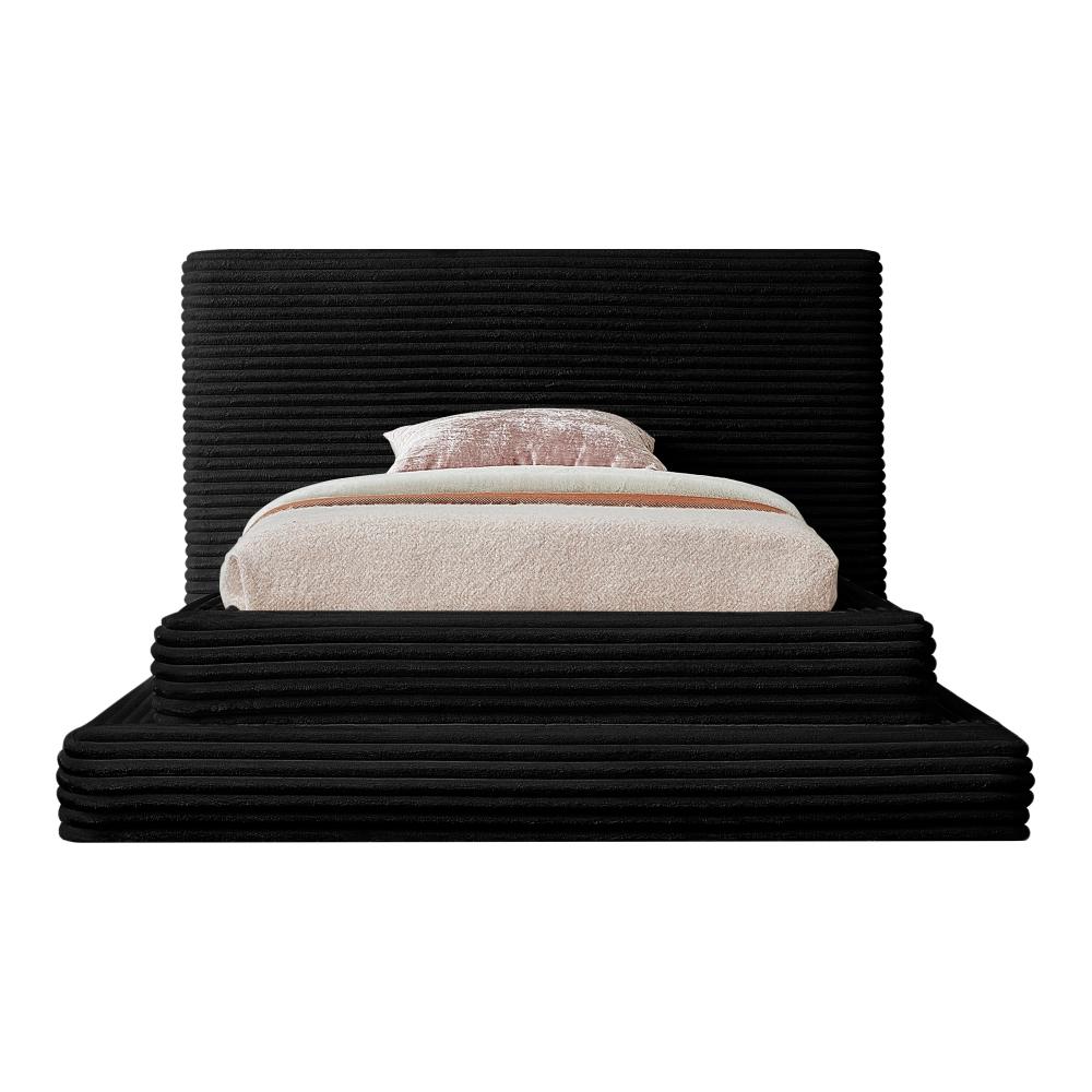 Meridian Furniture - Drew Black Corduroy Fabric Twin Bed - DrewBlack-T veiw 2