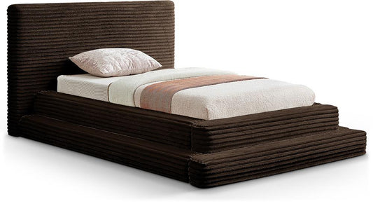 Meridian Furniture - Drew Brown Corduroy Fabric Twin Bed - DrewBrown-T veiw 1