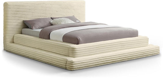 Meridian Furniture - Drew Cream Corduroy Fabric Queen Bed - DrewCream-Q veiw 1