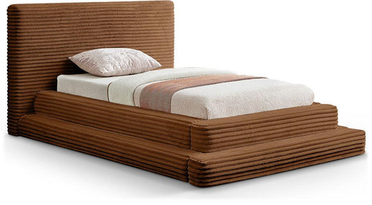 Meridian Furniture - Drew Saddle Corduroy Fabric Twin Bed - DrewSaddle-T veiw 1