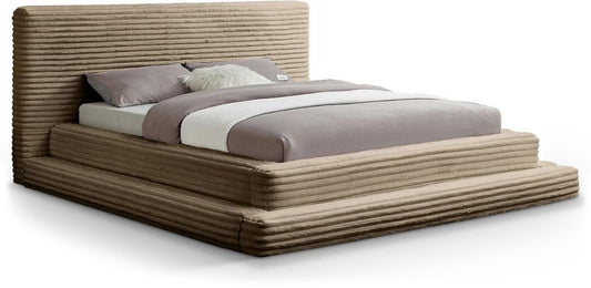 Meridian Furniture - Drew Taupe Corduroy Fabric King Bed - DrewTaupe-K veiw 1