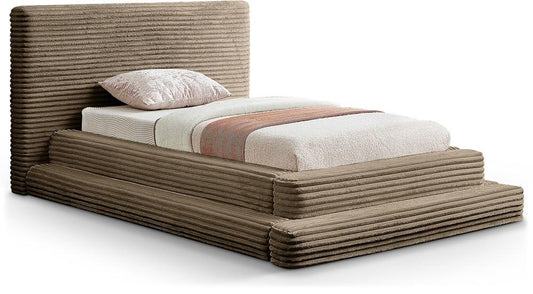 Meridian Furniture - Drew Taupe Corduroy Fabric Twin Bed - DrewTaupe-T veiw 1