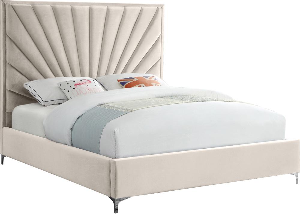 Meridian Furniture - Eclipse Cream Velvet King Bed - EclipseCream-K veiw 2