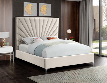 Meridian Furniture - Eclipse Cream Velvet King Bed - EclipseCream-K veiw 3