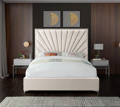 Meridian Furniture - Eclipse Cream Velvet King Bed - EclipseCream-K veiw 5