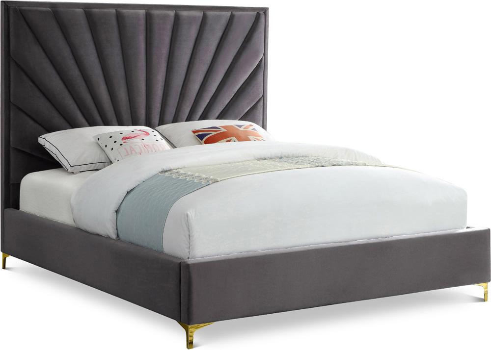 Meridian Furniture - Eclipse Grey Velvet Full Bed - EclipseGrey-F veiw 1