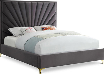 Meridian Furniture - Eclipse Grey Velvet Full Bed - EclipseGrey-F veiw 1
