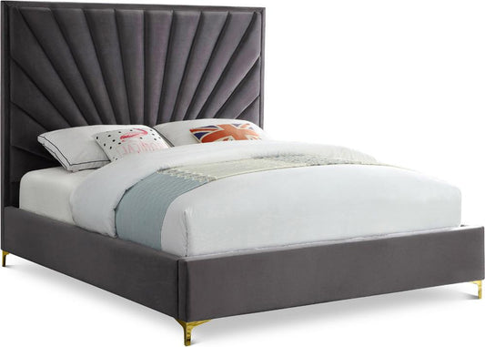 Meridian Furniture - Eclipse Grey Velvet Queen Bed - EclipseGrey-Q veiw 1