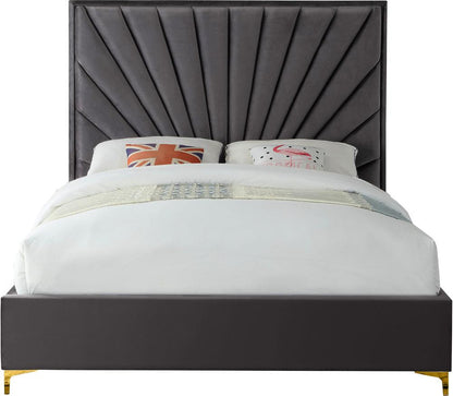 Meridian Furniture - Eclipse Grey Velvet Queen Bed - EclipseGrey-Q veiw 7